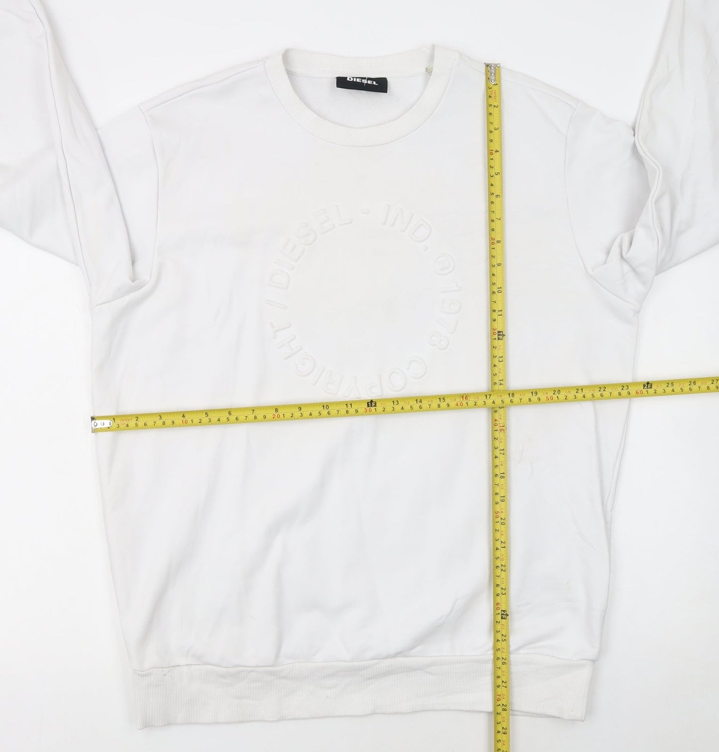 Diesel Men’s White XL Pullover Sweatshirt Crew Neck Logo Cotton