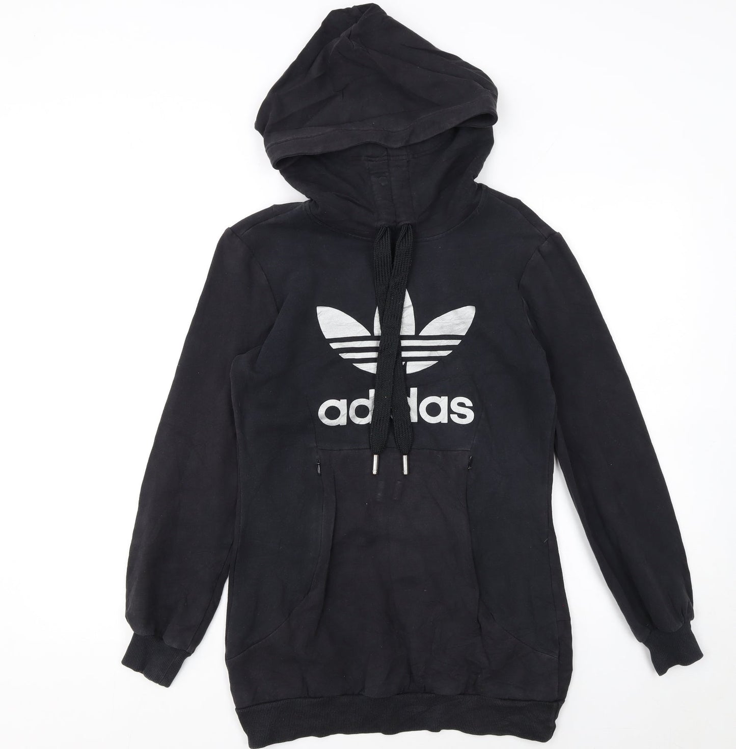 Adidas Womens Black Hoodie Size 6 Pullover Hooded Sweatshirt