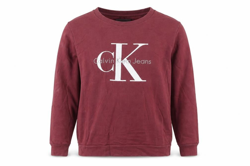 Calvin Klein Jeans Mens Red Logo Pullover Sweatshirt Size M