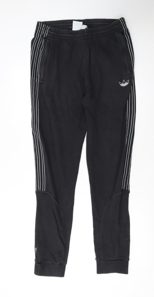 Adidas Men's Black Jogger Sweatpants M Regular Fit Striped Logo