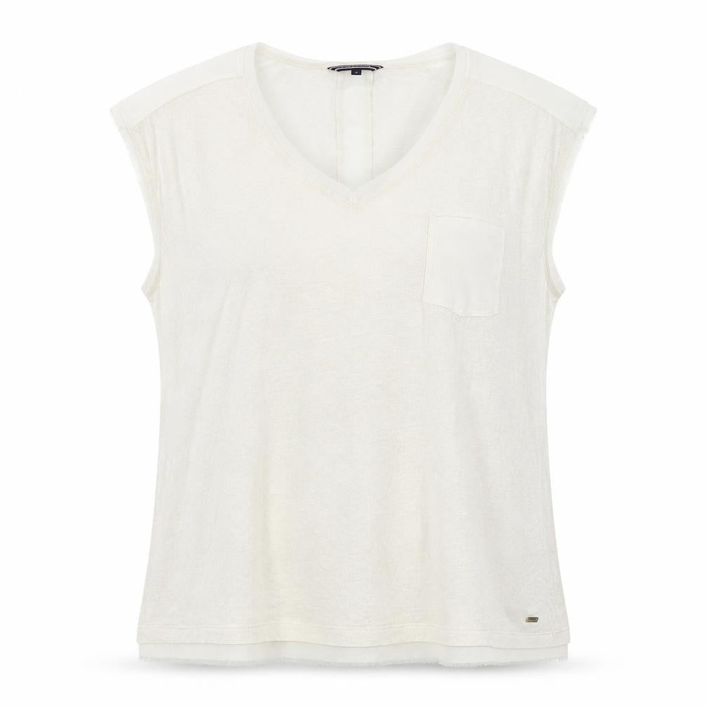 Tommy Hilfiger Women Ivory XL Sleeveless V-Neck Tank Top