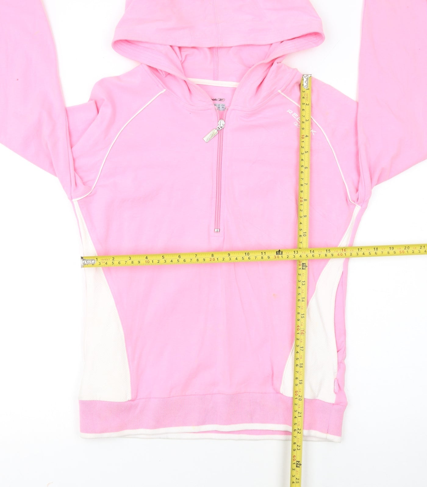 Reebok Womens Pink 1/2 Zip Hooded Sweatshirt Size 12