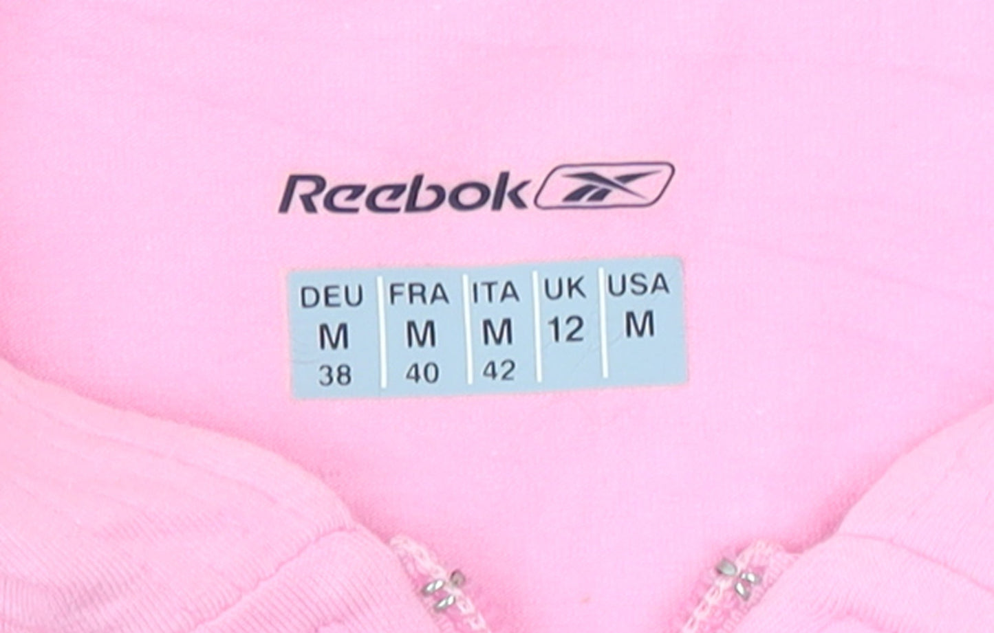 Reebok Womens Pink 1/2 Zip Hooded Sweatshirt Size 12