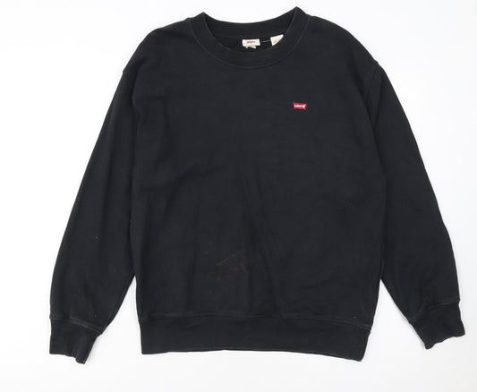 Levi’s Men’s Black Cotton Pullover Sweatshirt S Crew Neck Logo