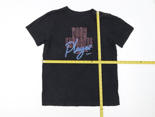 Nike Boys Black XL Graphic T-Shirt Crew Neck Short Sleeve Sports Tee