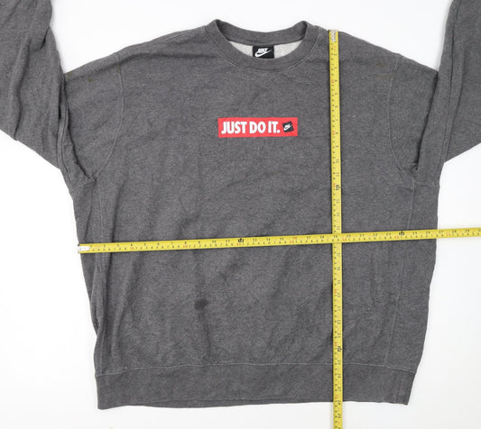Nike Men's Grey 2XL Pullover Sweatshirt Just Do It Logo Sportswear