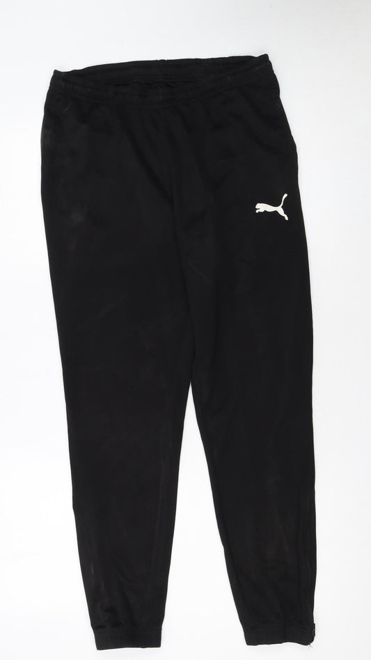 Puma Boys Black Jogger Trousers M Elastic Waist Activewear
