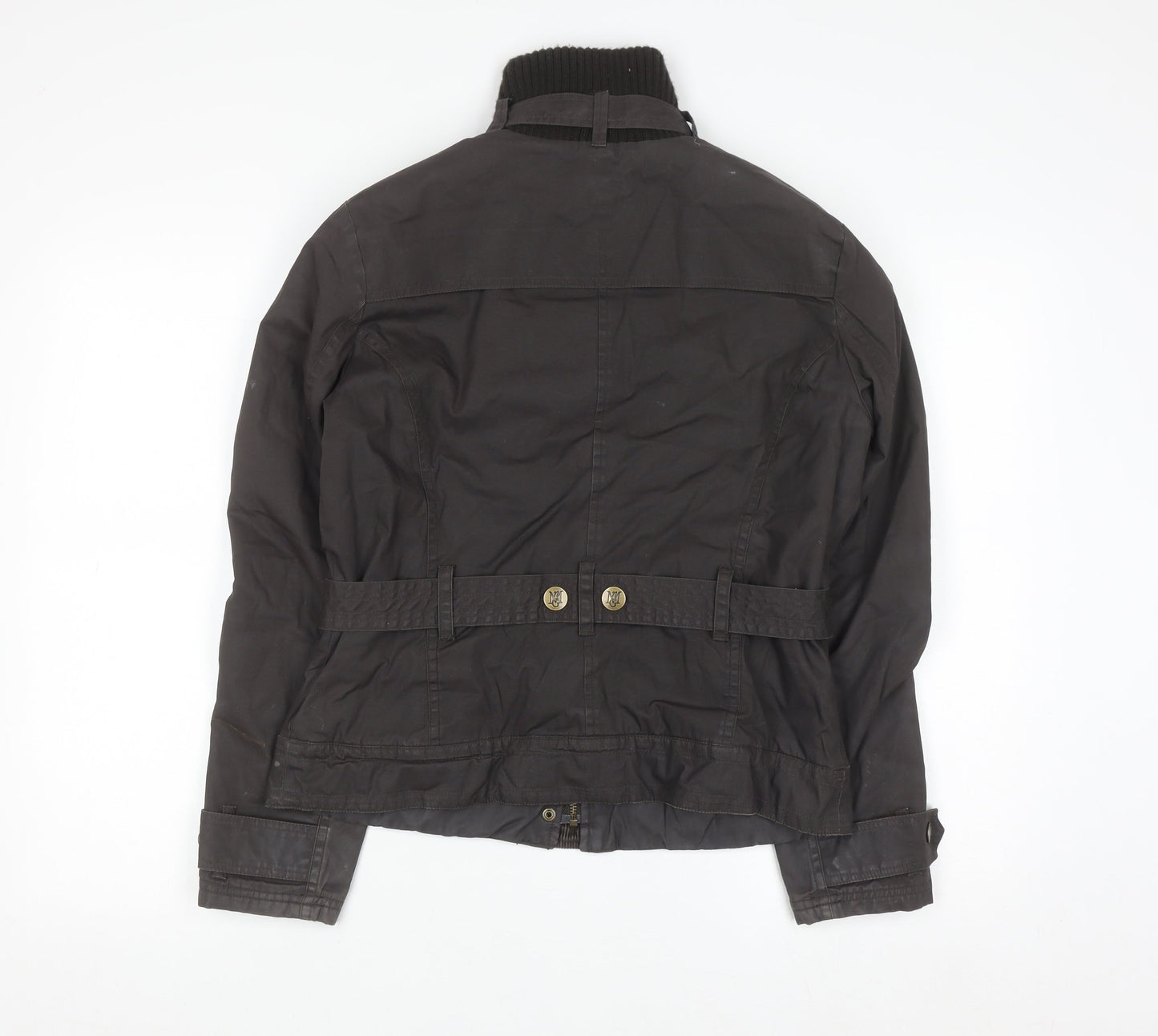 MNG Womens Black Belted Casual Jacket XL Cotton Lined Winter Coat