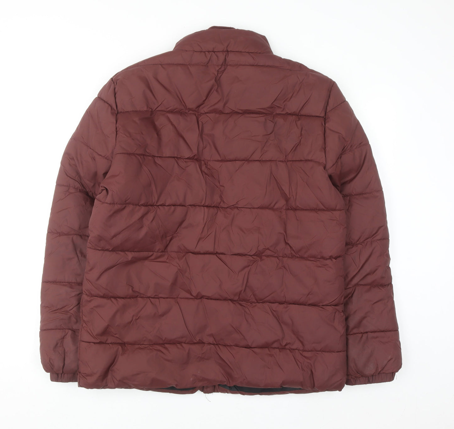F&F Men's Brown Mid-Length Puffer Jacket Size M Nylon Zip Padded