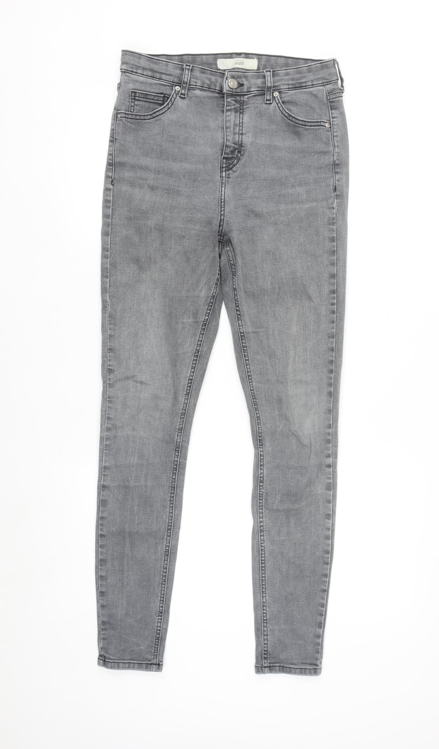 Topshop Women’s Grey Skinny Jeans Size 12 Regular Stretch Denim