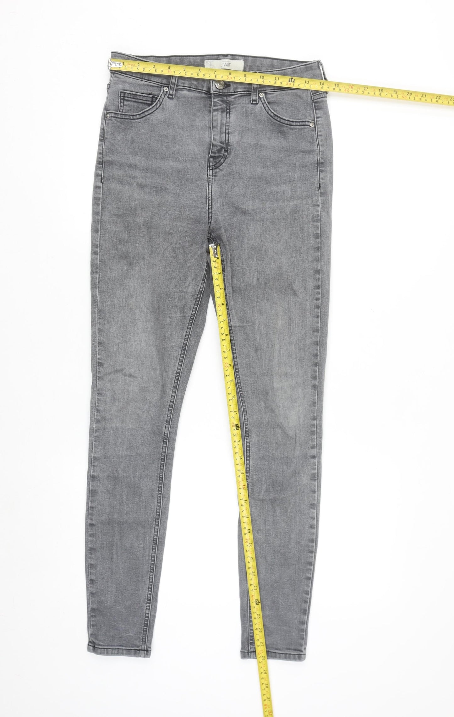 Topshop Women’s Grey Skinny Jeans Size 12 Regular Stretch Denim