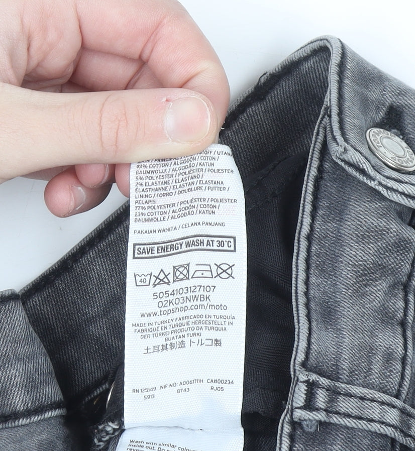 Topshop Women’s Grey Skinny Jeans Size 12 Regular Stretch Denim