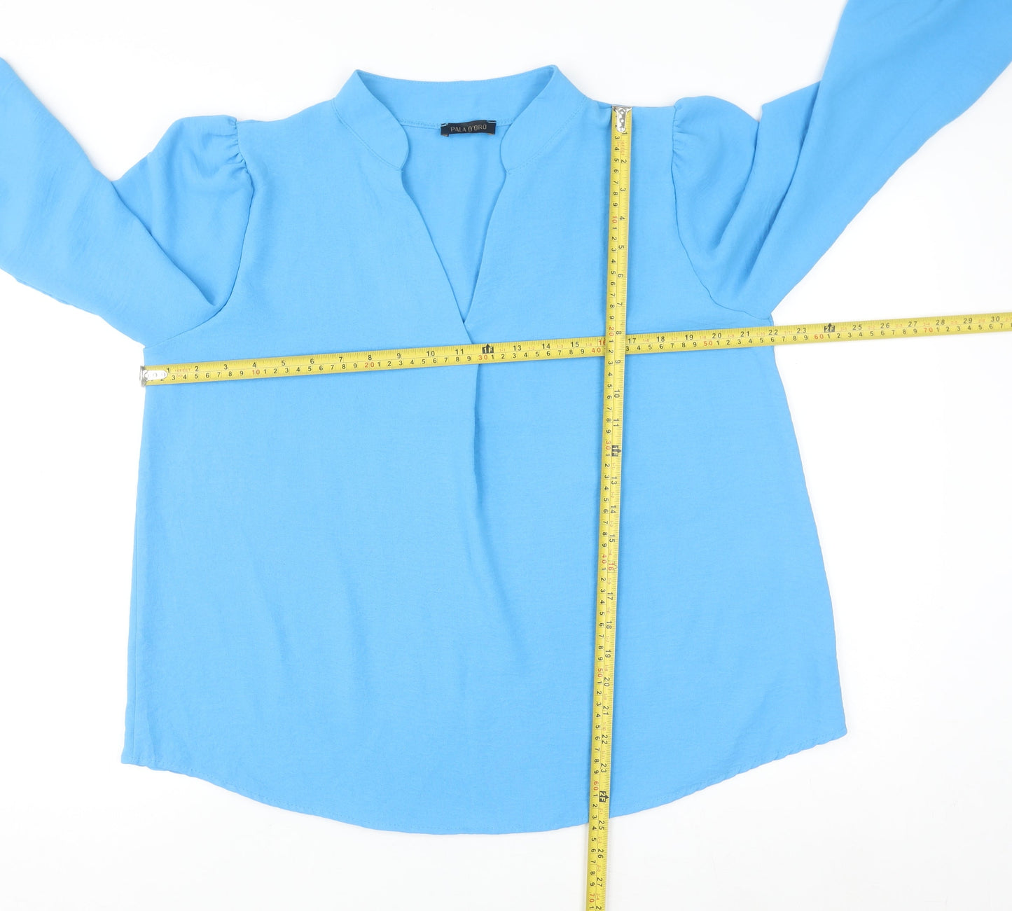 Paul & Shark Women Blue Long Sleeve Blouse XL Polyester Italy
