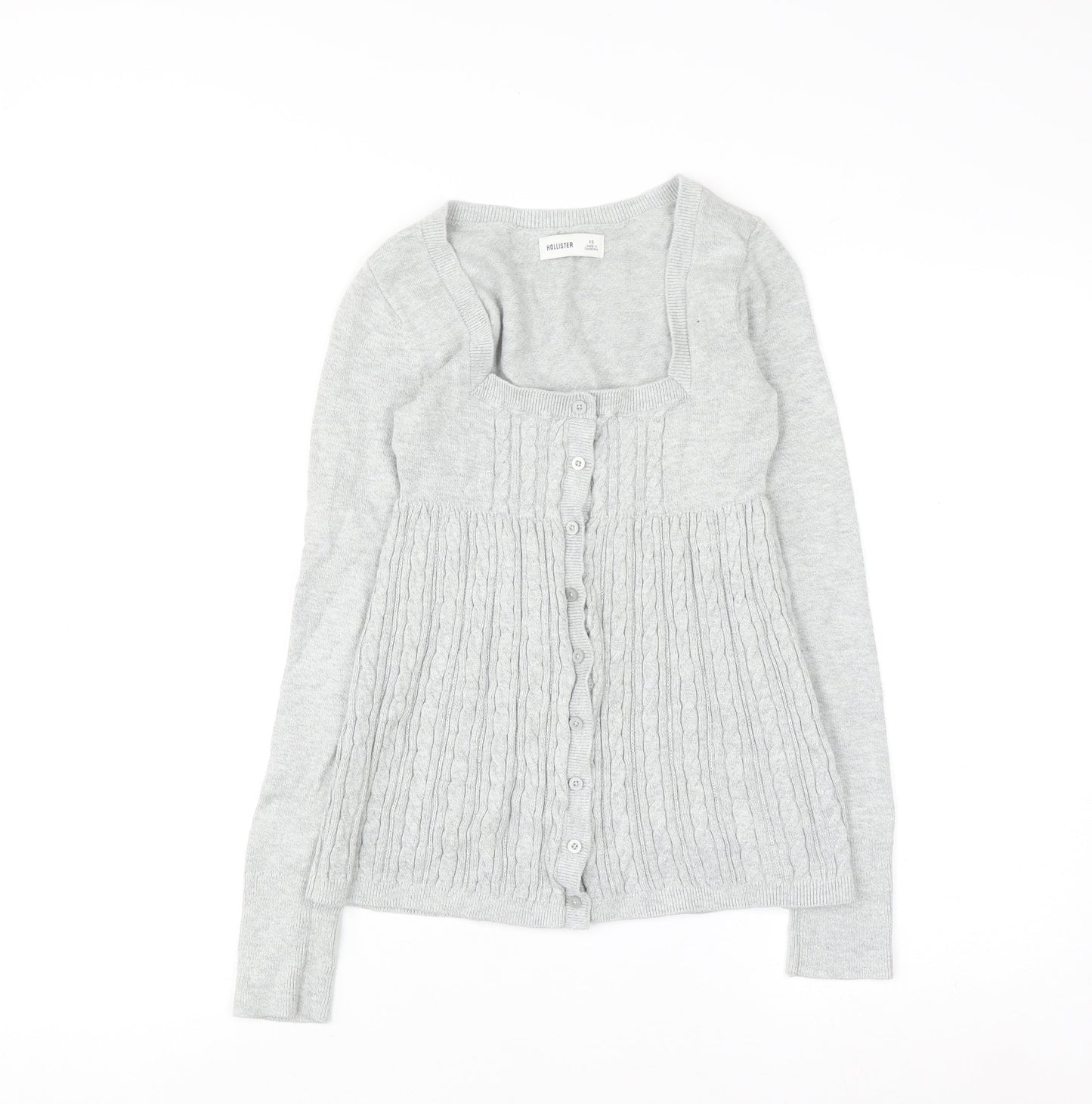 Hollister Women's Grey XS Cable-Knit Button Cardigan