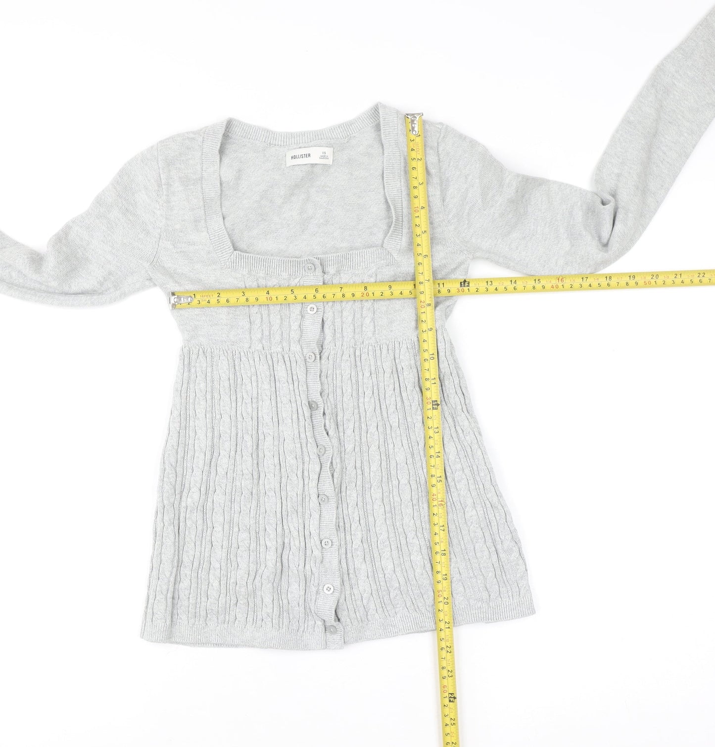 Hollister Women's Grey XS Cable-Knit Button Cardigan