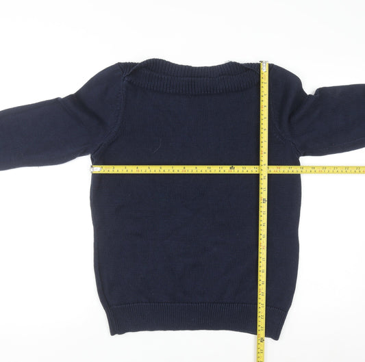 Ralph Lauren Women Blue Cotton Knit Jumper L Crew Neck Long Sleeve