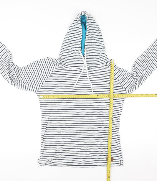 Trespass Women White Navy Striped Pullover Hoodie UK 10 S 100% Cotton