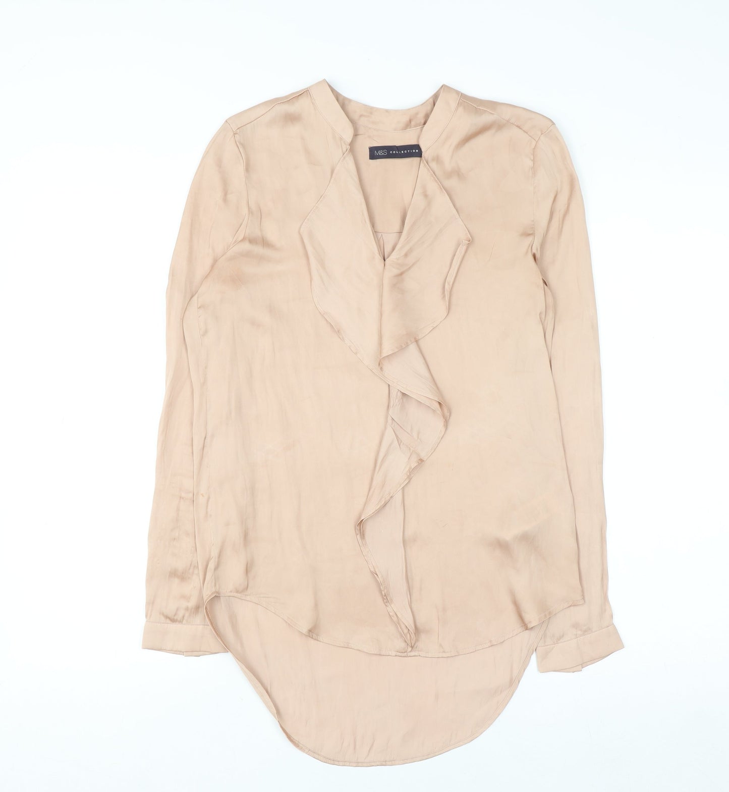 Marks and Spencer Womens Beige Ruffle Wrap Blouse Size 6