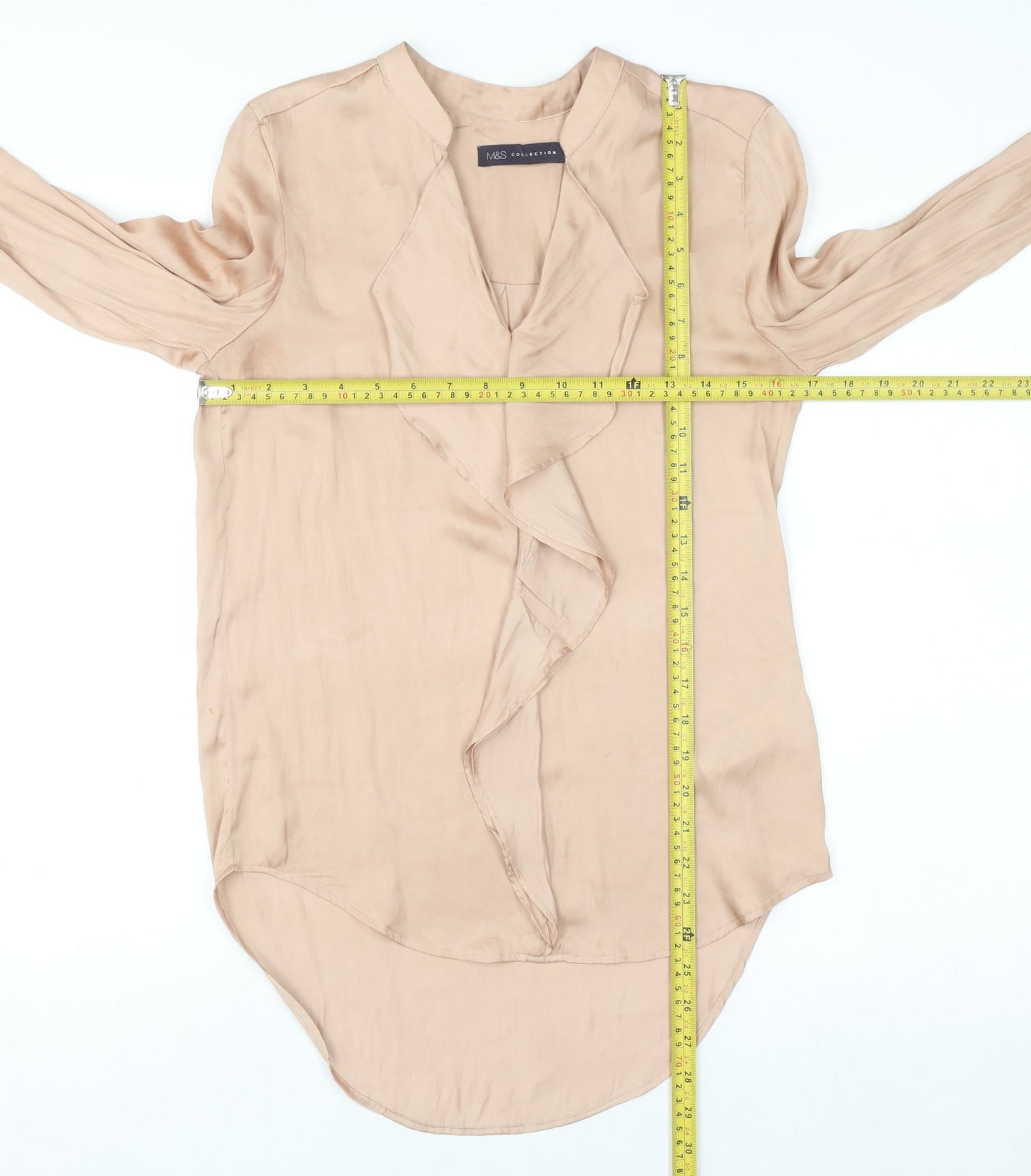 Marks and Spencer Womens Beige Ruffle Wrap Blouse Size 6