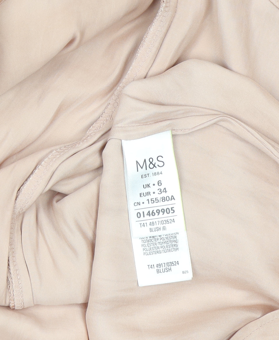 Marks and Spencer Womens Beige Ruffle Wrap Blouse Size 6