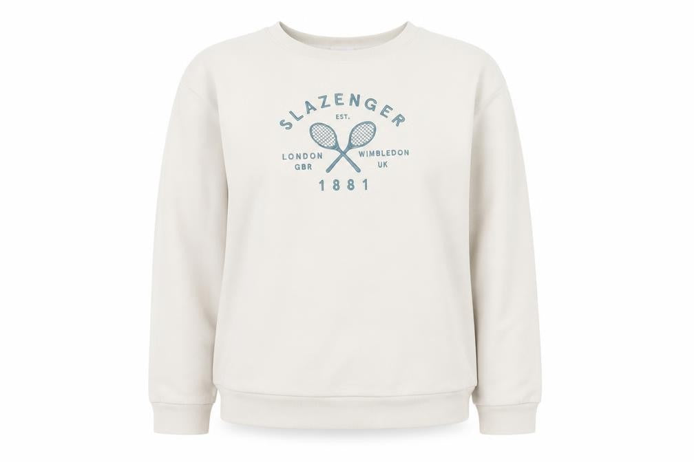 Slazenger Women's Beige Crew Neck Pullover Sweatshirt UK 10