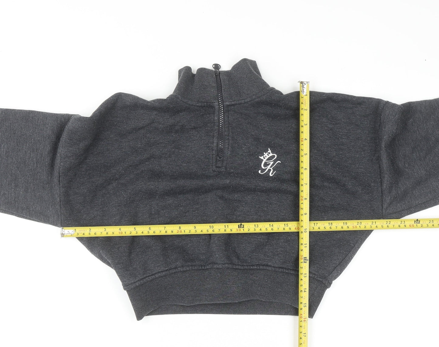 Gym King Women's Grey 1/4 Zip Cropped Sweatshirt Size 8