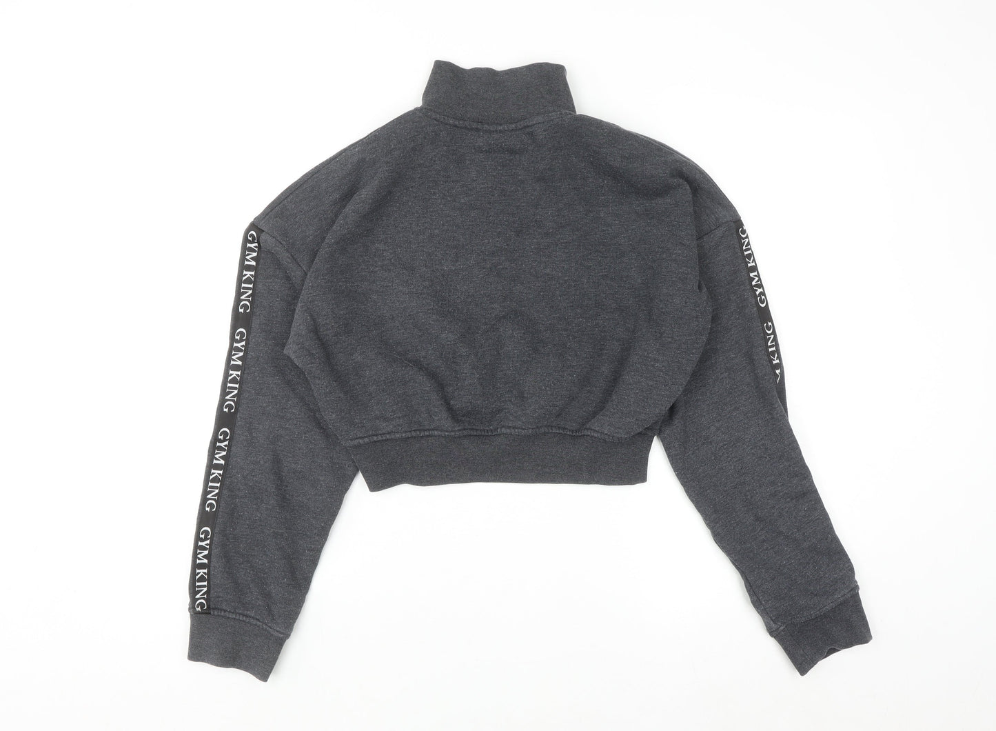 Gym King Women's Grey 1/4 Zip Cropped Sweatshirt Size 8