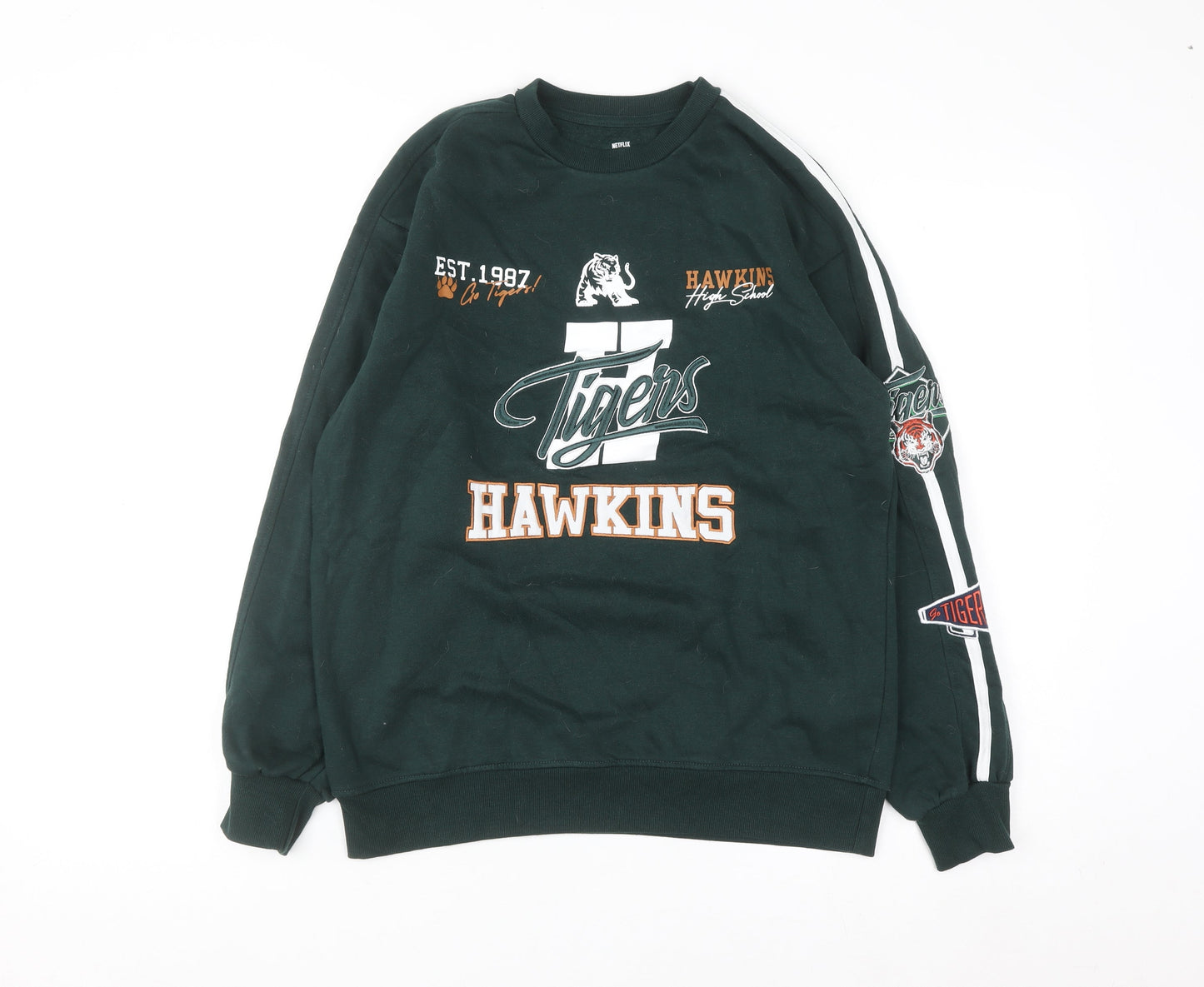 Primark Girls Green Hawkins Tigers Sweatshirt Stranger Things 12-13 Years