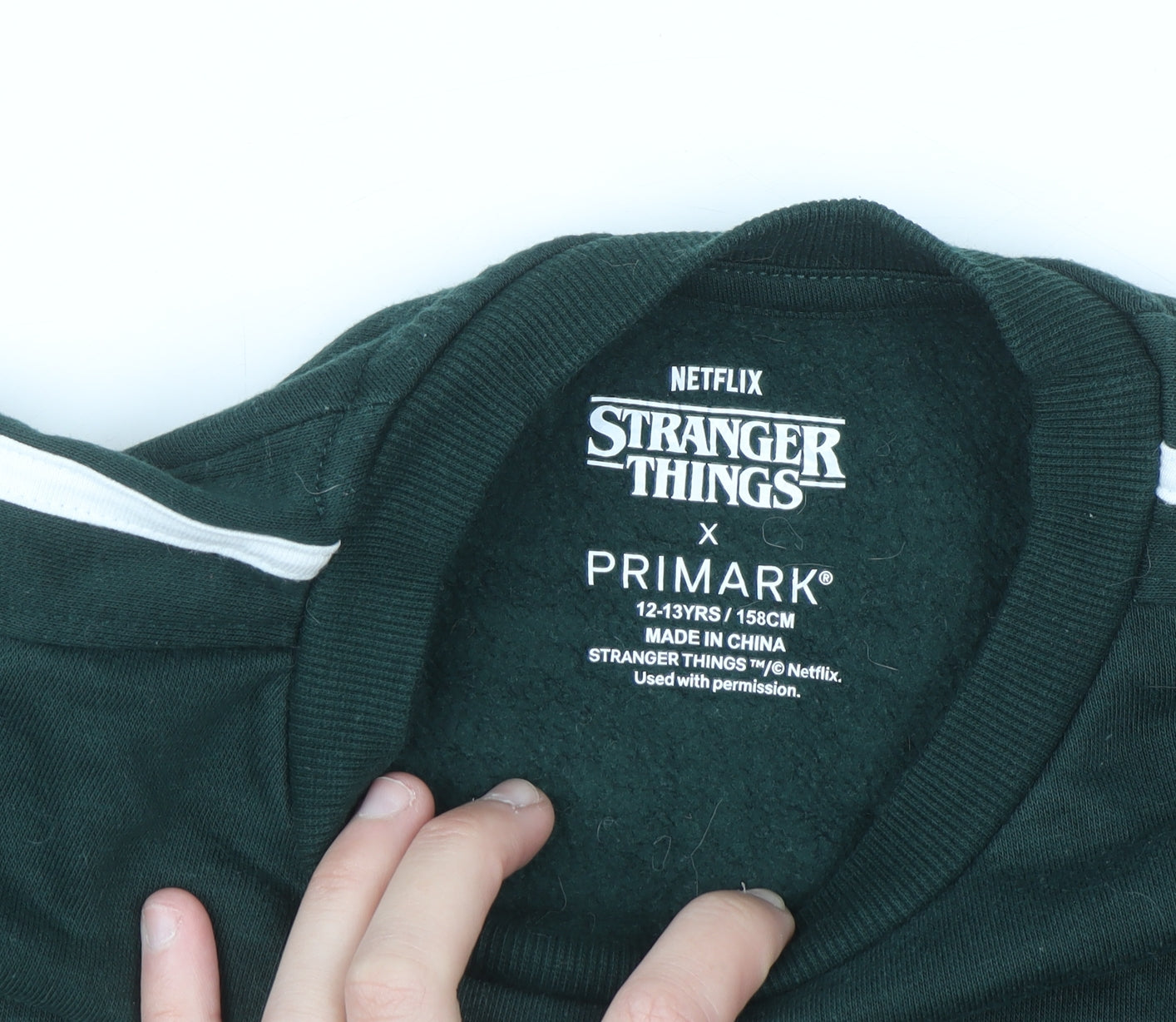 Primark Girls Green Hawkins Tigers Sweatshirt Stranger Things 12-13 Years