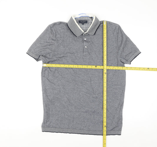 Ted Baker Men's Grey Cotton Short Sleeve Polo Shirt Size L