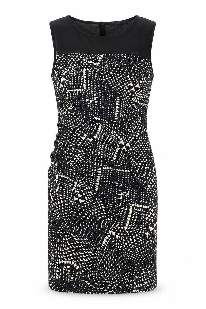 Next Women’s Black Geometric Sheath Dress Size 14 Sleeveless