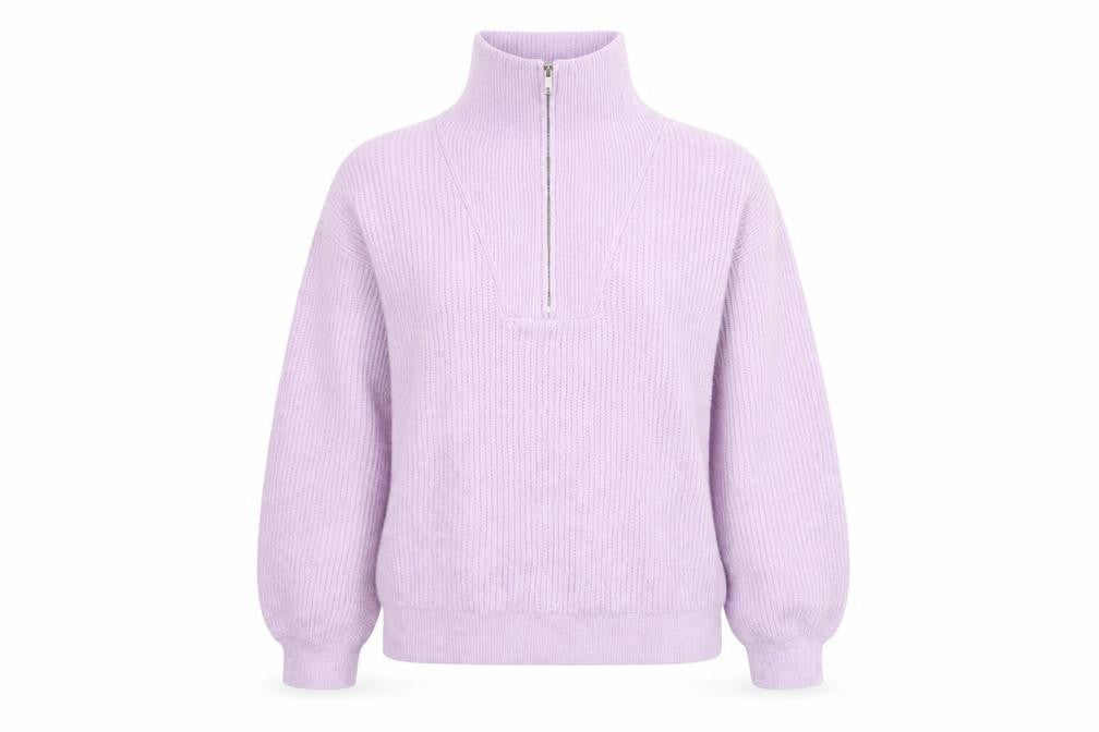 Oliver Bonas Women’s Purple Chunky Knit High Neck 1/2 Zip Jumper Size 12