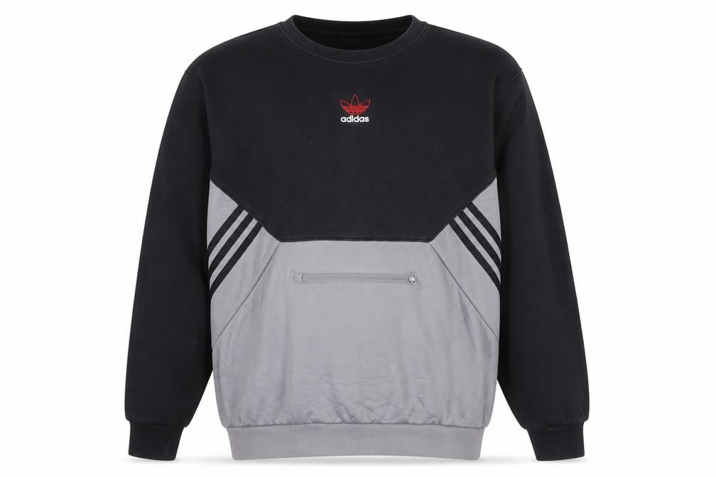 Adidas Men's Black Grey Logo Pullover Sweatshirt Size M