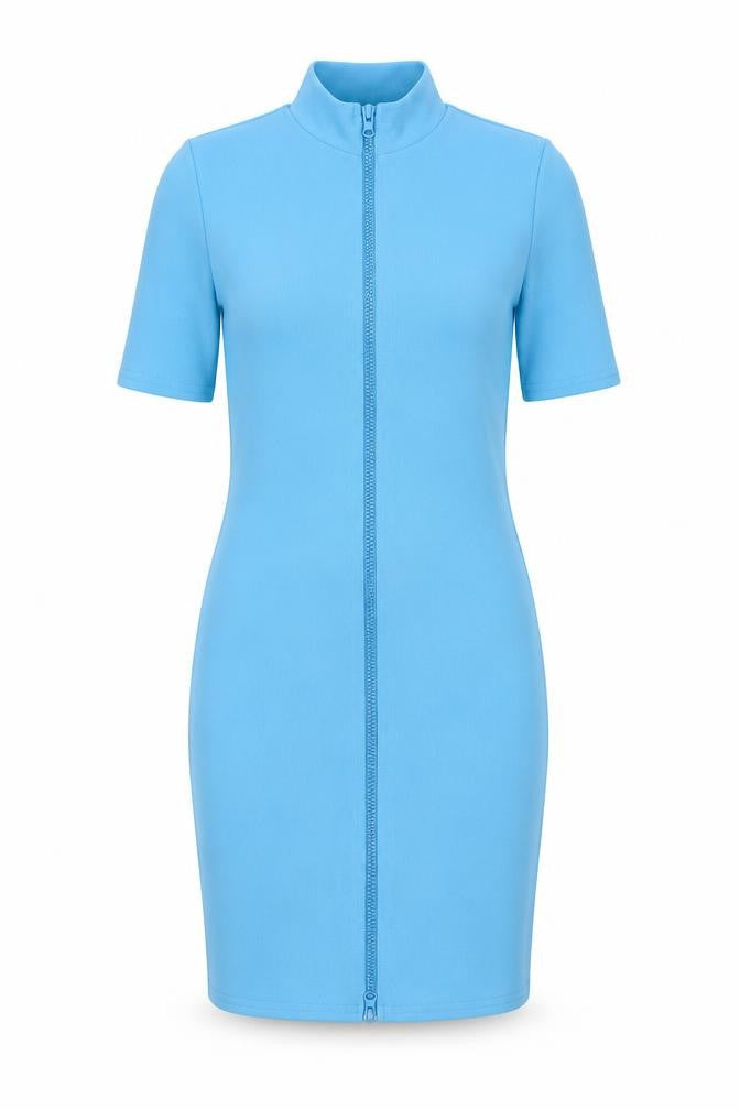 PRETTYLITTLETHING Girls Blue XS Bodycon Zip Dress