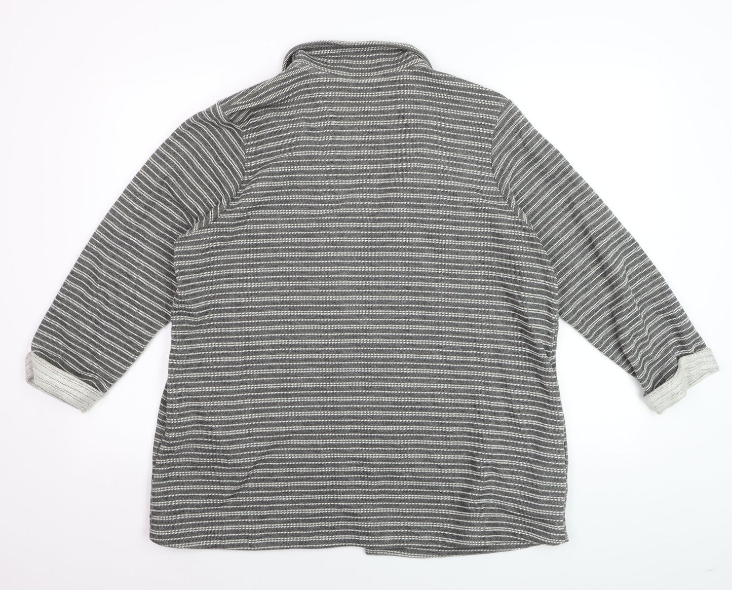 Next Women’s Grey Striped Collared Long Sleeve Open Cardigan Size 20