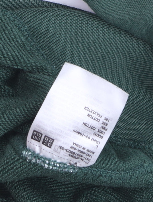 Uniqlo Men's Green L Pullover Sweatshirt Cotton Blend