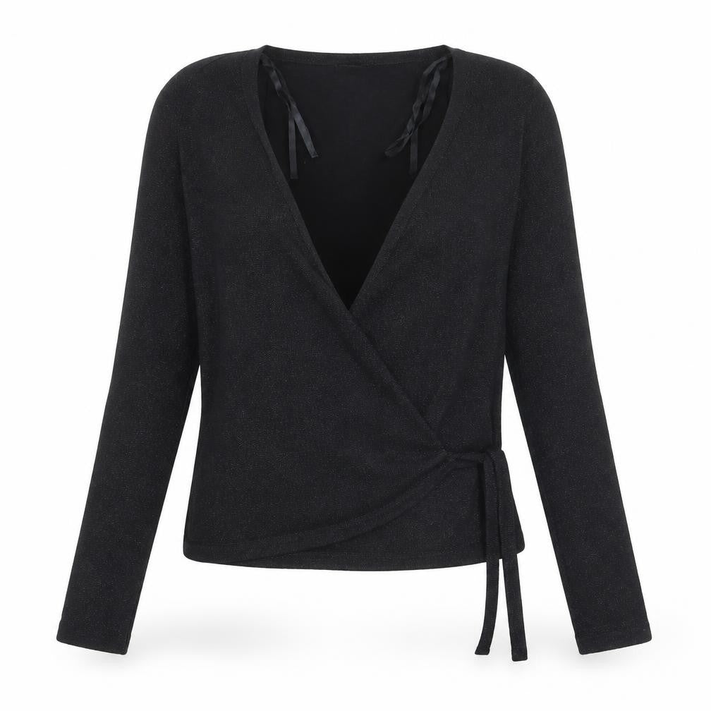 Dunnes Women’s Black Wrap Jumper Small Knit Long Sleeve
