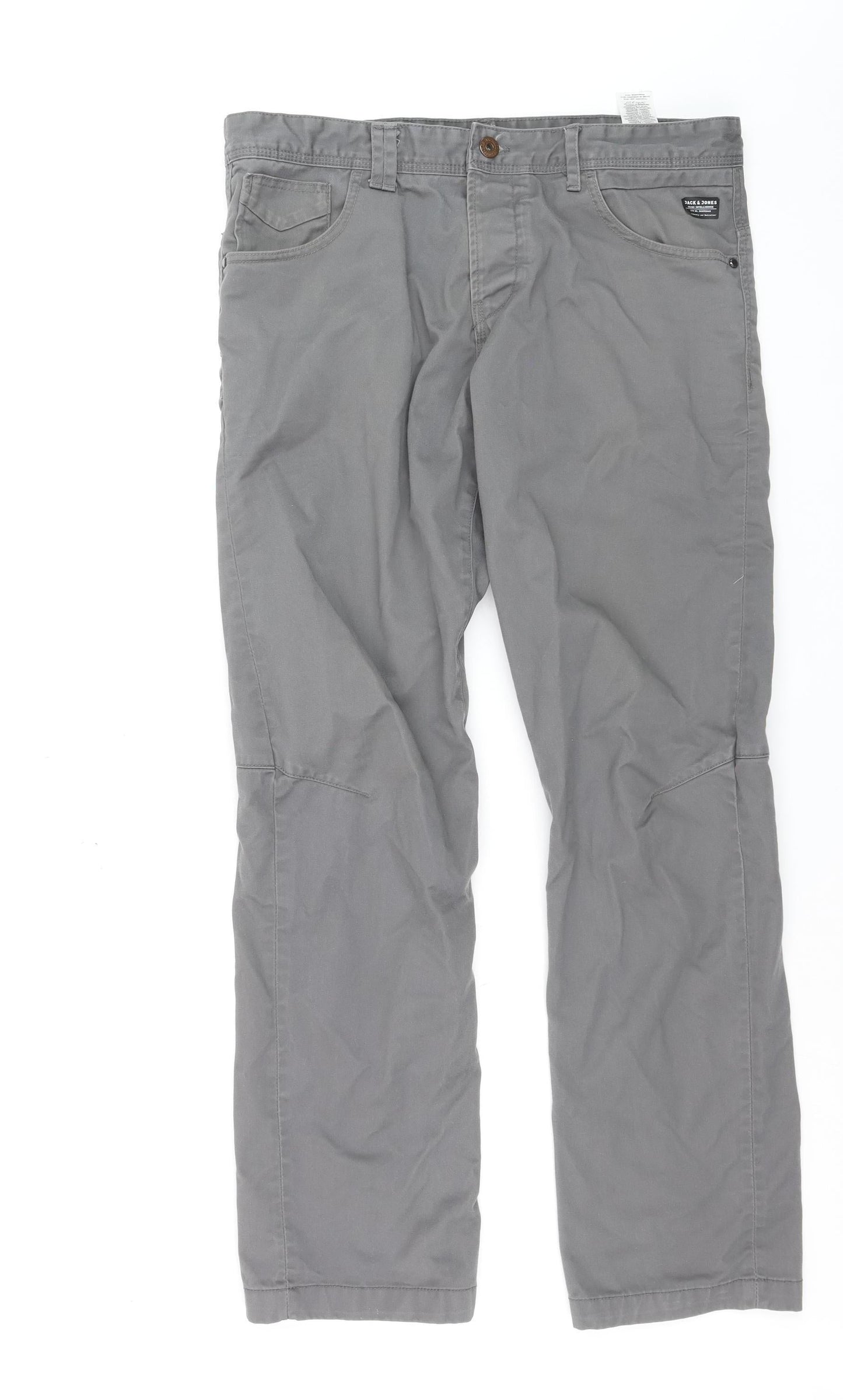 Jack & Jones Men's Grey Straight Fit 36x34 Jeans