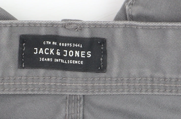 Jack & Jones Men's Grey Straight Fit 36x34 Jeans