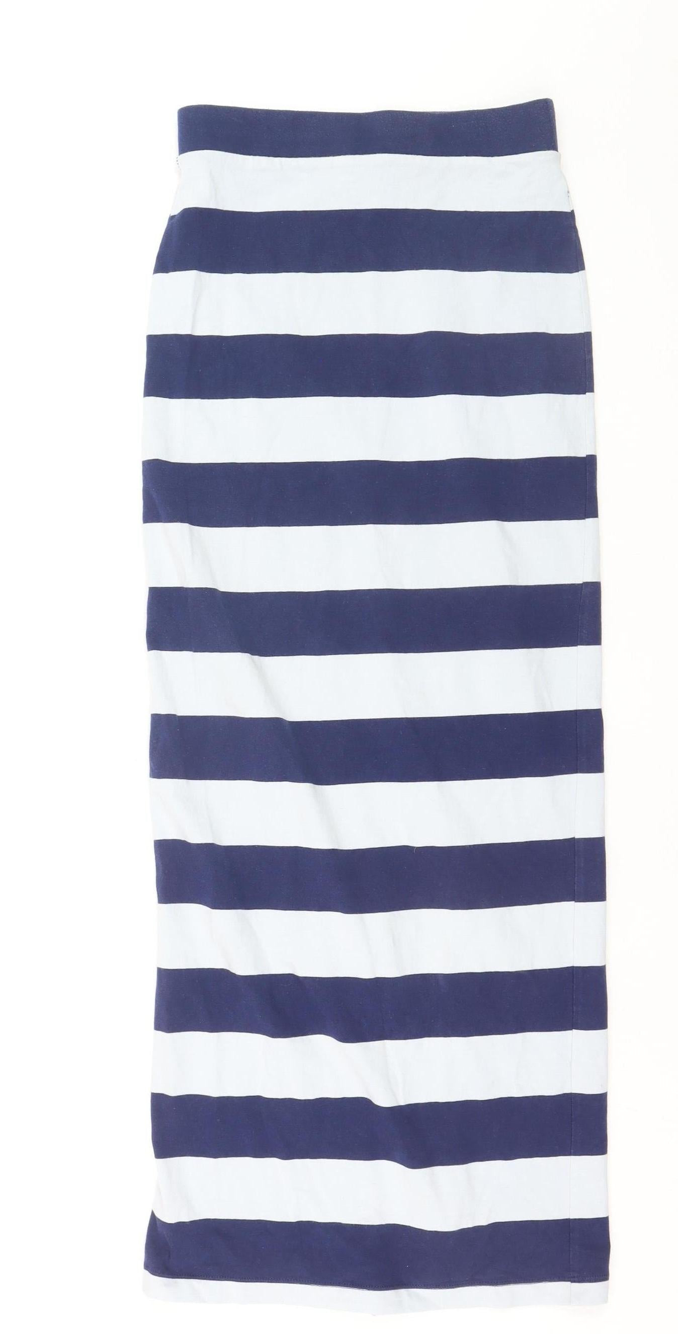 Forever 21 Women's Blue White Striped Midi Pencil Skirt Size S