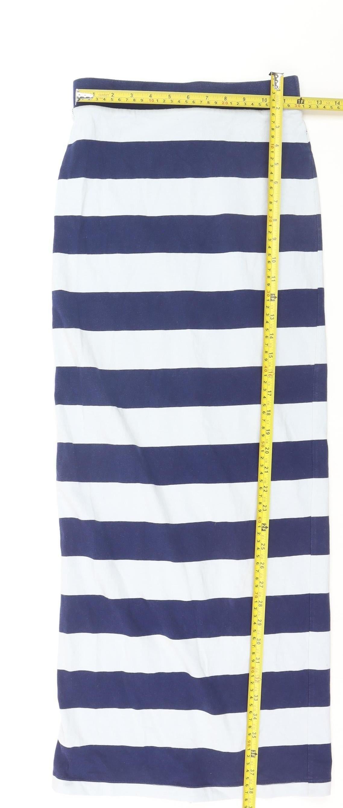 Forever 21 Women's Blue White Striped Midi Pencil Skirt Size S