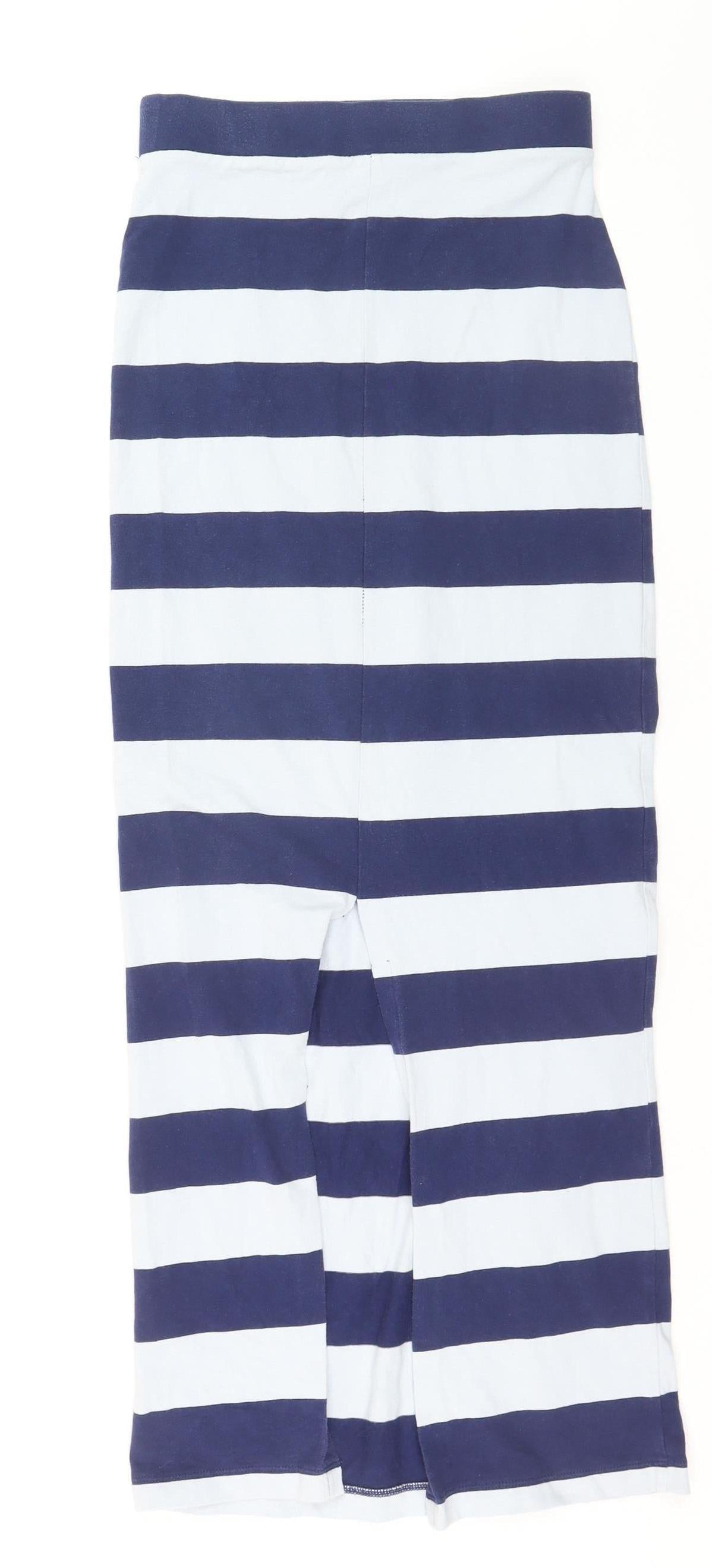 Forever 21 Women's Blue White Striped Midi Pencil Skirt Size S