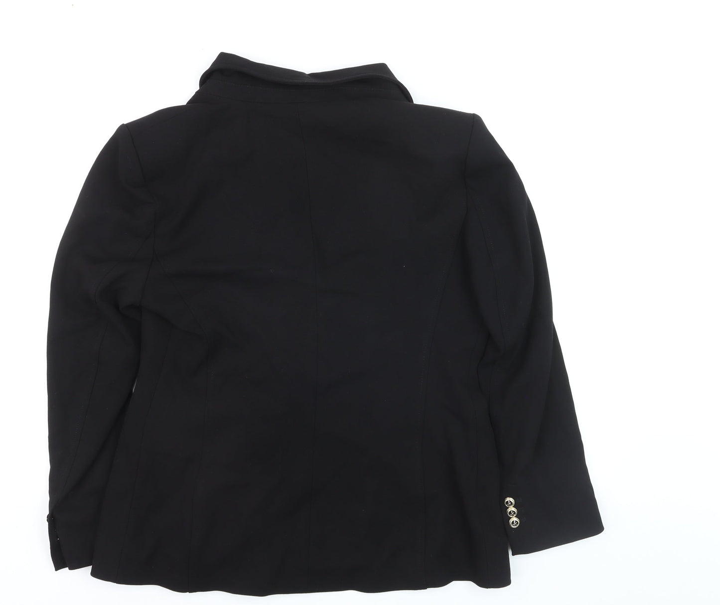 ZARA Women Black Double-Breasted Blazer Size 14 with Gold Buttons