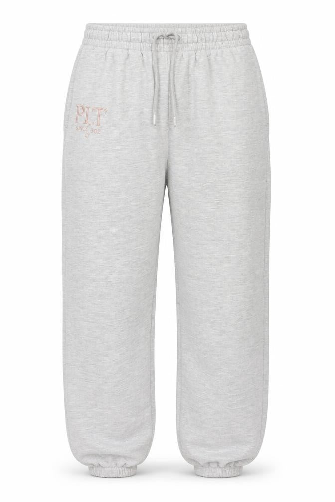 Front view of PRETTYLITTLETHING girls’ grey jogger trousers s elastic waist fleece