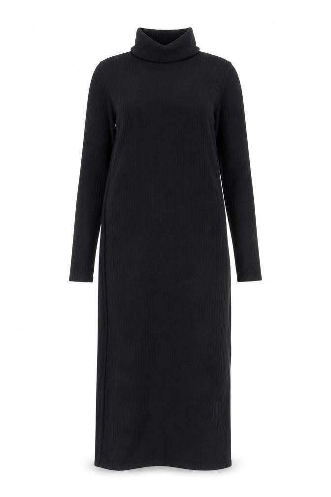 New Look Womens Black Size 8 Bodycon Midi Roll Neck Long Sleeve Dress