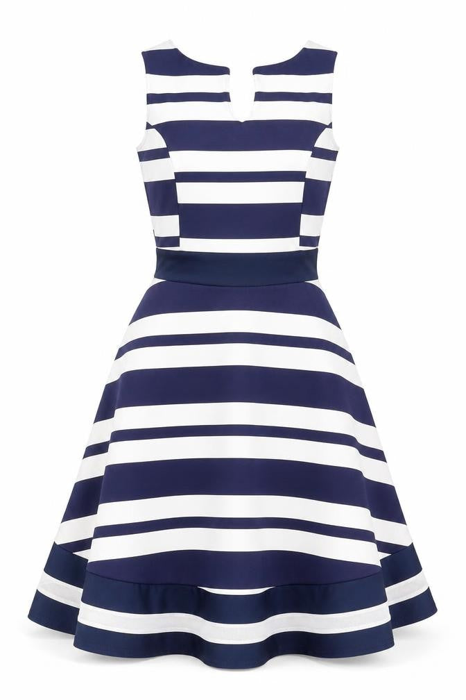 Want That Trend Women Blue Striped Fit & Flare Dress Size 8
