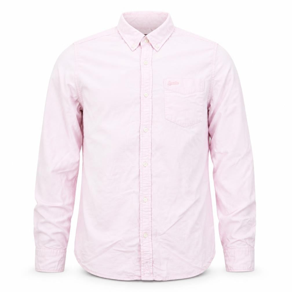 Superdry Men's Pink Cotton Button-Down Long Sleeve Dress Shirt Size S