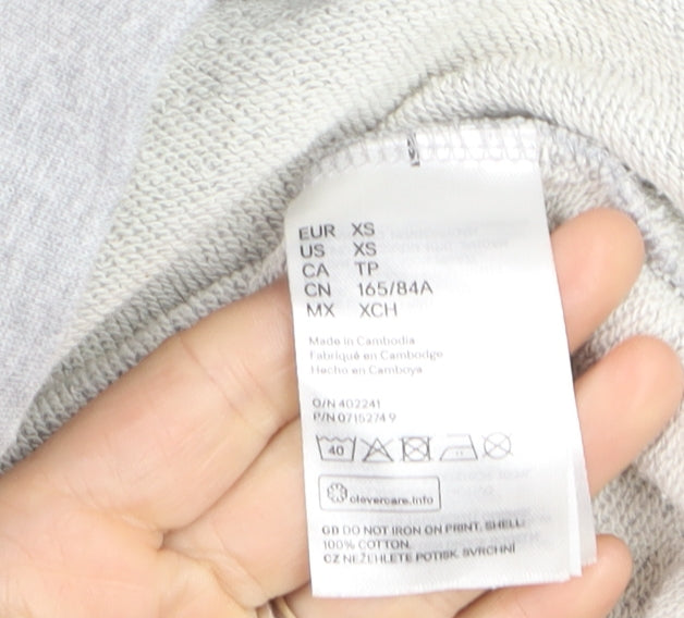 H&M Womens Grey Graphic Print Pullover Sweatshirt XS Cotton