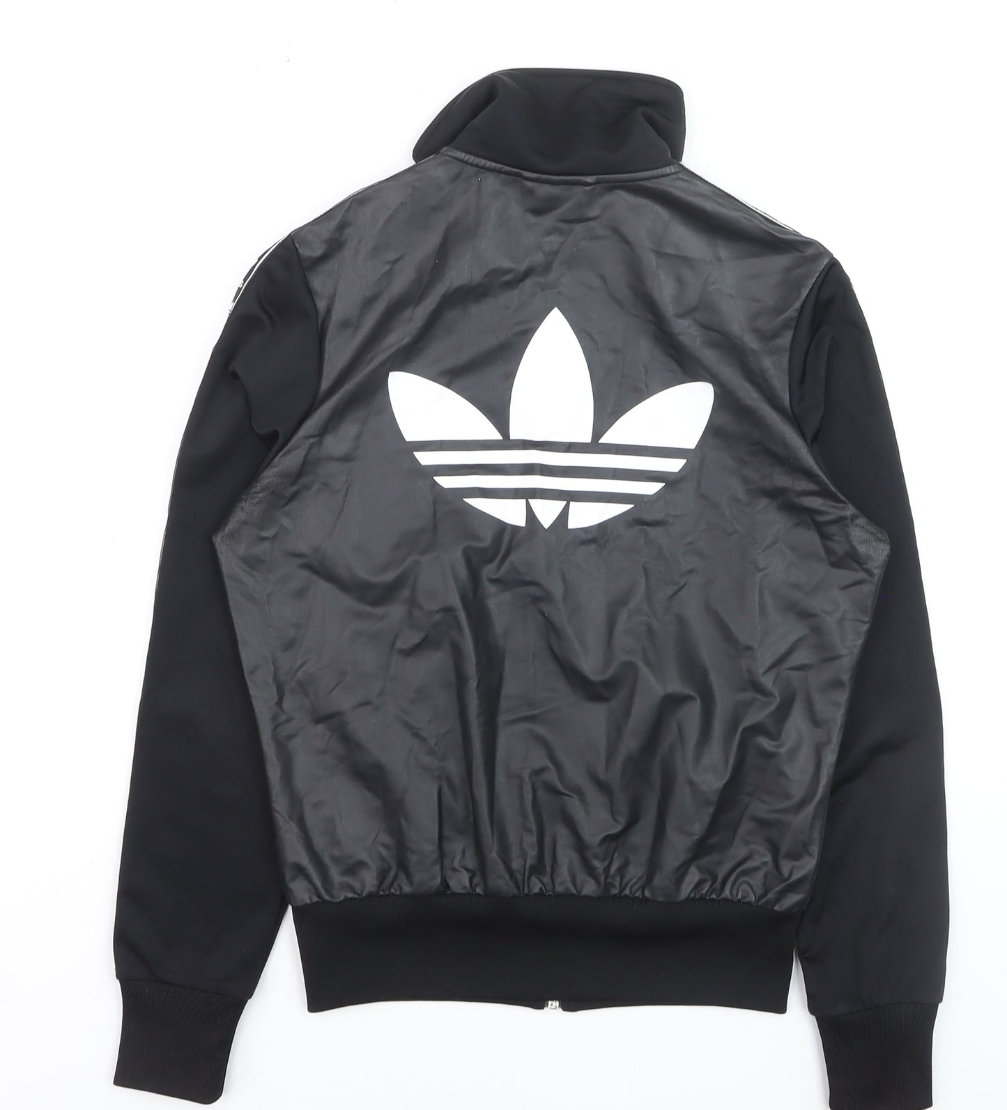 Adidas Womens Black Bomber Jacket Size 10 Full Zip Logo Sportswear