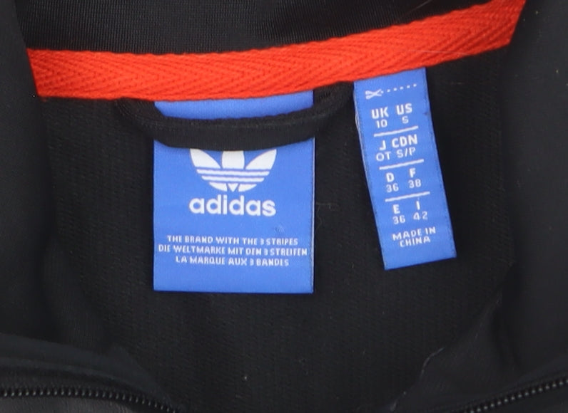Adidas Womens Black Bomber Jacket Size 10 Full Zip Logo Sportswear